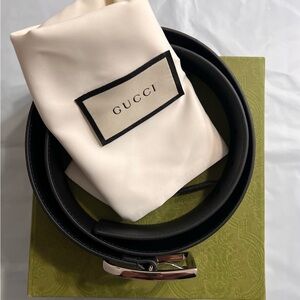 Gucci Black Leather Buckle Belt